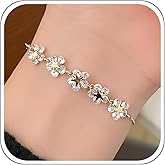 Flower Star Bracelets for Women Gold Plated Non Tanish Adjustable Chain Friendship Dainty Jewelry Gifts for Bridesmaid Birthday Valentine's Day Christmas