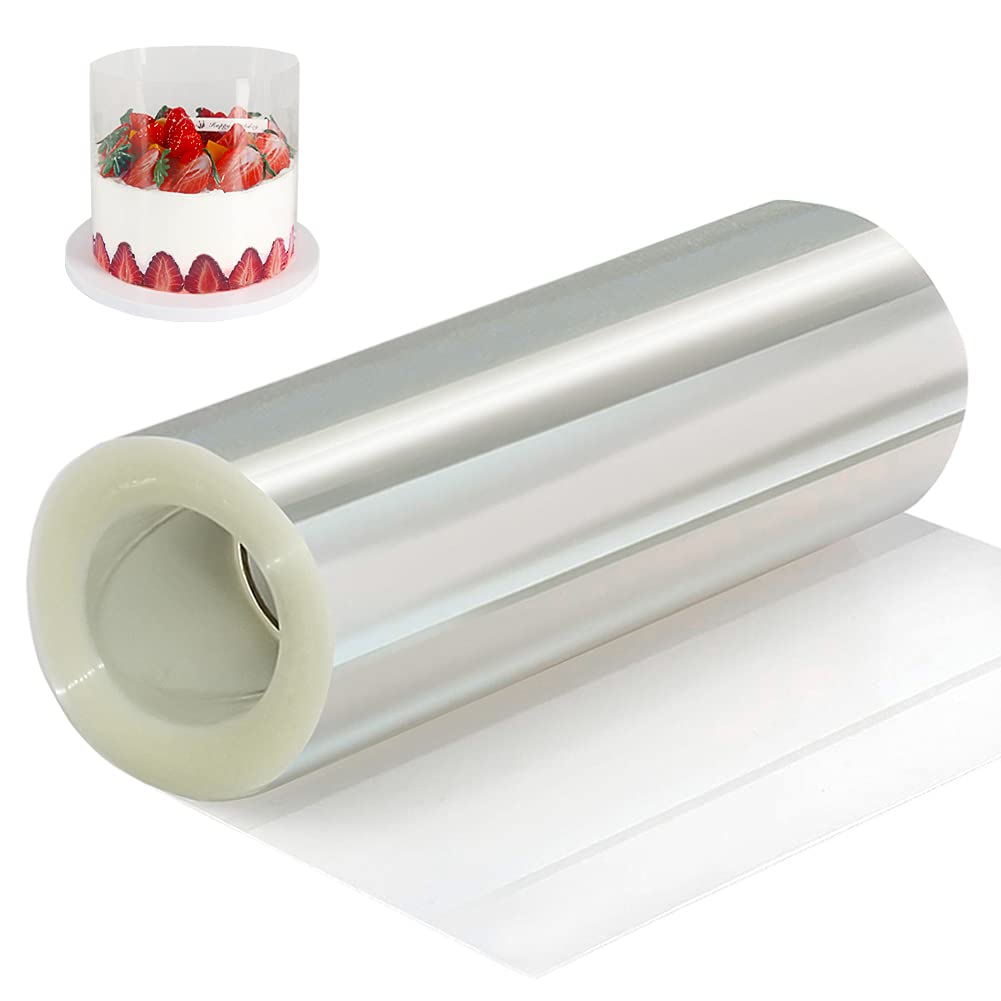 YQL Acetate Cake Collars 15cm x 10m, 6inch x 394inch Clear Cake Sheets Transparent Acetate Roll for Cakes Chocolate Mousse Cake Crafting Decorating
