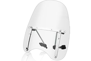 KICRY Universal 18"x16" Motorcycle Windshield Windscreen Compatible with Harley Davidson Honda Kawasaki Suzuki Yamaha Cruiser Savage Intruder Volusia Boulevard Vulcan Vn (Clear)