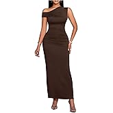 Floerns Women's Off The Shoulder Ruched Side Slit Bodycon Midi Dress Formal Party Cocktail Dress