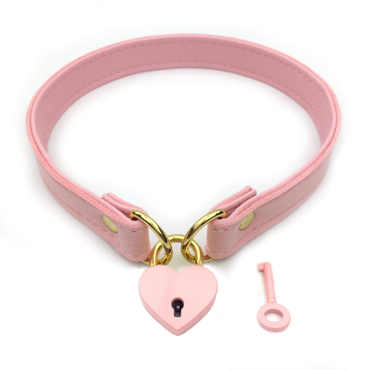 Padlock Choker Collar Necklace Lolita Collar Cat Kitty Velvet Necklace with Lock and Key, PU