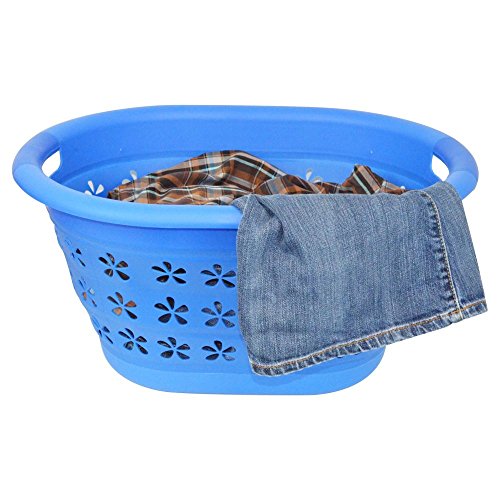 Southern HomewaresSH-10204 Collapsible Space Saving Fold Up Laundry Basket Hamper - Blue