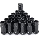 SOROPARTS Lug Nuts M12x1.5 48mm Open End Wheel Nuts,Taper Acorn Seat, Forged Locknut Racing Nut 20 Set 2 Pieces Total 22 Pieces and 1 Nut Socket Key (Black, M12 x P1.5)