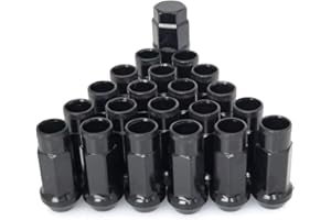 SOROPARTS Lug Nuts M12x1.25 Open End Wheel Nuts,Taper Acorn Seat, Forged Locknut Racing Nut 20 Set 2 Pieces Total 22 Pieces and 1 Nut Socket Key (Black, M12 x P1.25)