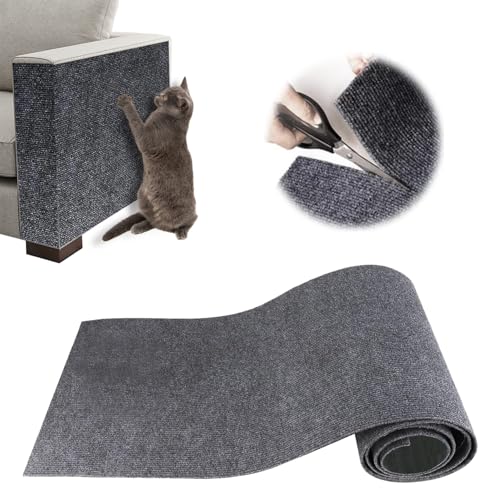 Cat Scratches Sofa Protection, Scratching Mat for Cats Self-Adhesive 200 x 40 cm, Reusable and Cuttable, Ideal for Sofas, Furniture and Walls, Scratching Post, Sofa, Sisal and Carpet (Dark Grey)
