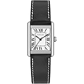 VXFAIZY Rectangular Watch for Women with Vintage Roman Number and Leather Strap