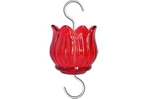 HOLAHOMA Glass Ant Moat for Hummingbird Feeder - 3 OZ Red Tulip Insect Guard with Large Capacity