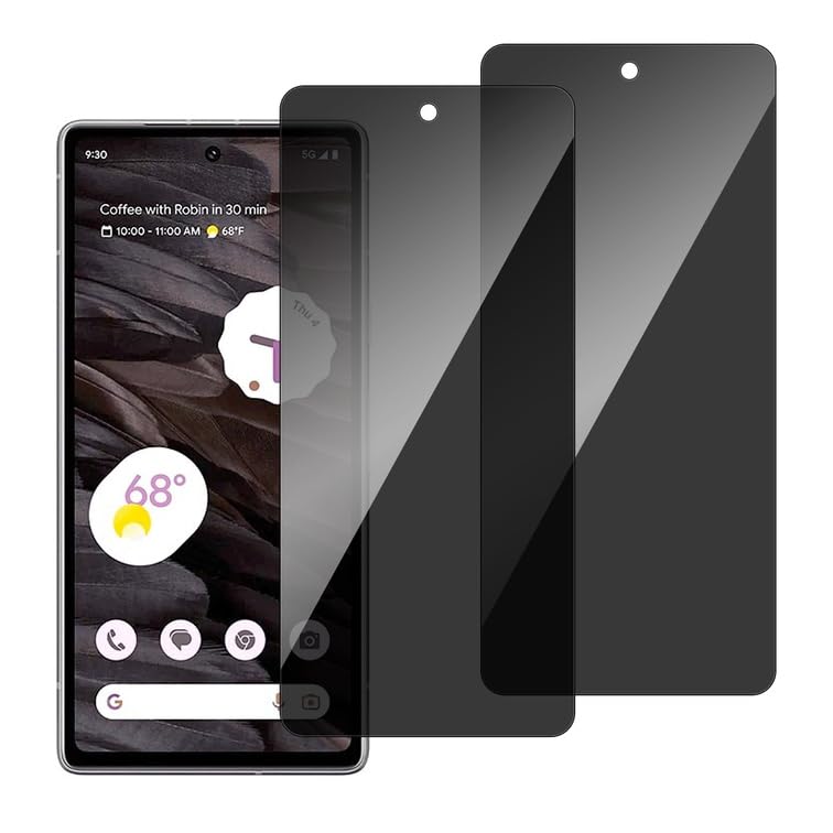 chejuza Privacy Screen Protector for Google Pixel 6A/7A 5 g [2 Pieces], 9H Hardness, Full Coverage Anti Spy Tempered Glass, HD Screen Protector