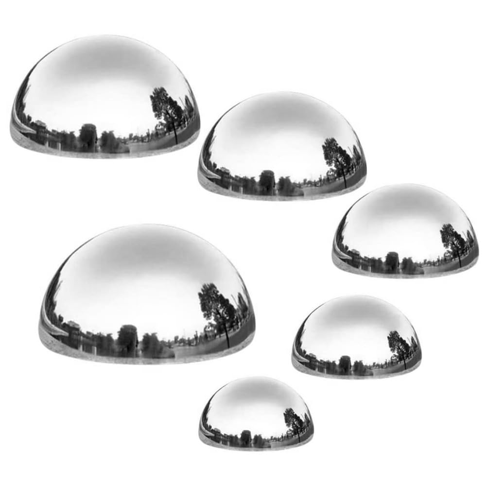 Yardwe Gazing Ball 6Pcs Stainless Steel Garden Mirror Globe Polished Ornament Sphere Hollow Floating Reflective Hemisphere for Home Pond Outdoor Decor 51mm 63mm 76mm 90mm 100mm 150mm