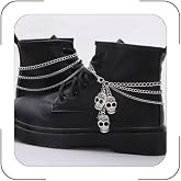 YueYueLoove Shoe Chains for Men Women,Trendy Hip Hop Punk Studded DIY Shoe Accessory for Martin Boots Sneaker Cross Bow Skull Pendant Titanium Steel Shoe Chain
