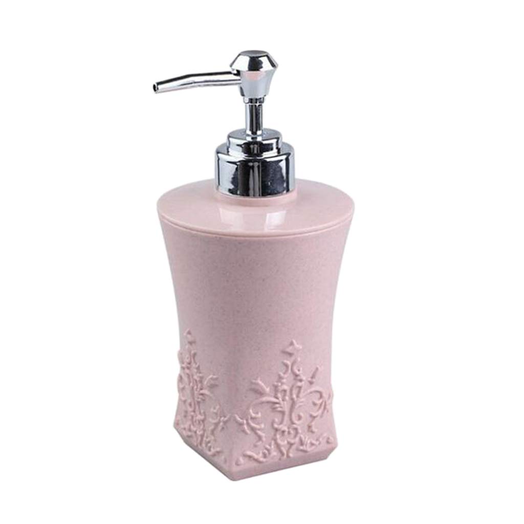 Fenteer Plastic Soap Dispenser 400ml, Refillable Liquid Hand Soap for Bathroom, Kitchen, Pink Color