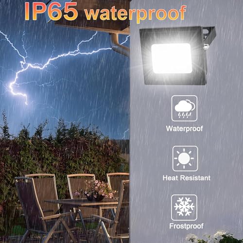 YIQIBRO Outdoor LED Spotlights 20W, 4 Packs 2000LM 6500K LED Floodlight, IP65 Waterproof Cool White Spotlight for Home, Garage, Patio, Terrace, Garden
