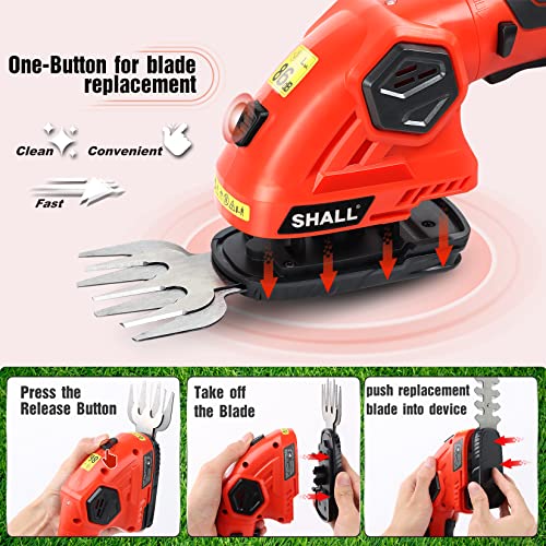 SHALL Cordless Grass Shear & Hedge Trimmer 7.2V Electric Shrub