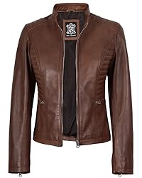 Decrum Brown Motorcycle Jacket Women - Leather