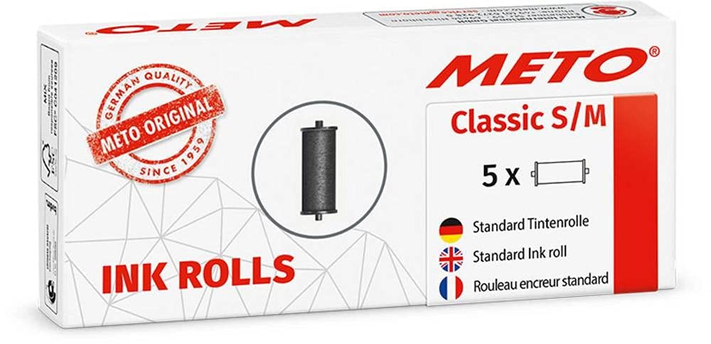 Meto ink rolls for the Meto price gun Classic S&M/ProLine S&M, 5 ink rolls, black (for 26x12 mm & 26x16 mm labels)