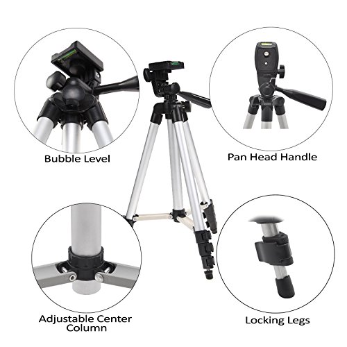 UltraPro 50" Inch Aluminum Camera Tripod with Universal Smartphone