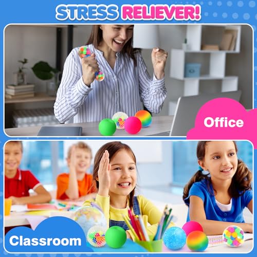 Stress Balls for Kids Adults: 6 Pack Sensory Fidget Squishy Balls, Soft Calm Down Toys for Classroom Prize Box, Office Desk Travel Toys, Birthday Party Favor Gifts for Boys Girls