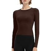 SUUKSESS Women Seamless Workout Long Sleeve Shirts Gym Athletic Running Yoga Tops