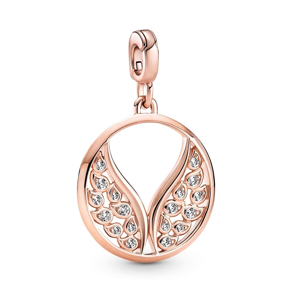 Pandora ME 14K Rose Gold-Plated Burning Wings Medallion Charm With Cubic Zirconia, No Box