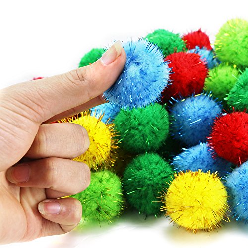 100 Pieces Assorted Color Sparkle Balls Glitter Tinsel Balls
