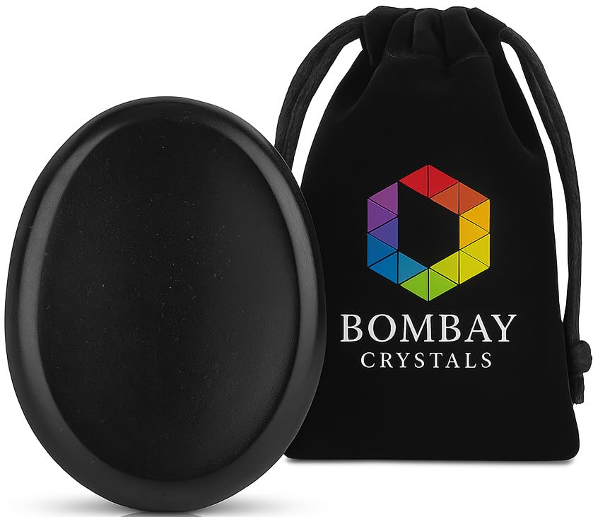 Photo 1 of Black Tourmaline Worry Stone – Genuine Polished Palm & Thumb Crystal for Stress Relief, Grounding, Root Chakra Support & Travel Mindfulness Gift