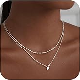 Remmocy Gold/Silver Necklace for Women 14K Gold/Silver Plated Choker CZ Necklace Set for Women Simple Dainty Chain Trendy Jewelry Accessories