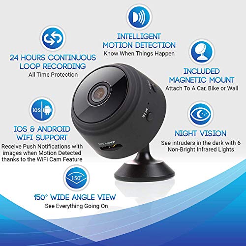 Mini Hidden Camera Spy Cam WiFi Small Wireless Full HD 1080P Video Camera with Night Vision Motion Sensor for iPhone Android Video Detection Security Nanny Surveillance Cam
