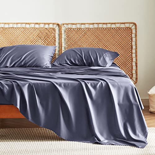 Bedsure Cooling Sheets Set Grey, California King Sheet Sets, Rayon Made from Bamboo, Deep Pocket