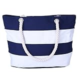AIYoo Large Beach Bag with Inner Zipper Pocket and Rope Handle,Canvas Tote Bag for travel,Shopping,Beach,Waterproof Women Shoulder Bag