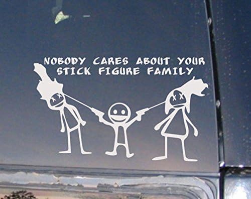 1-Pcs Authentic Modern Funny Nobody Cares Style Boy and Girls Car Sticker Bumper Art Family Decal Vinyl Graphic Size 8" Colors White