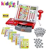 Kiddie Play Pretend Play Cash Register Toy for Kids with Multiple Category Cards for Different Stores and Play Money Dollar bills Coins and Credit Card