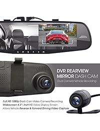 Pyle Dash Cam espejo retrovisor, CLIP FIT, Negro