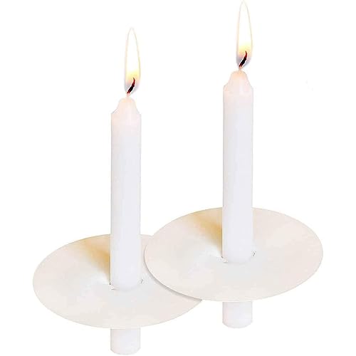 200 Church Candles with Drip Protectors for Devotional Candlelight Vigil Service, Box of 200 Candles, Unscented White 5" H X 1/2" D, No Smoke