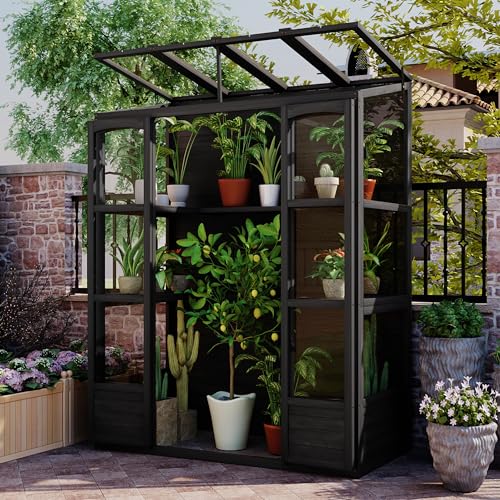 78-inch Wooden Greenhouse Cold Frame with 4 Independent Skylights and 2 Folding…