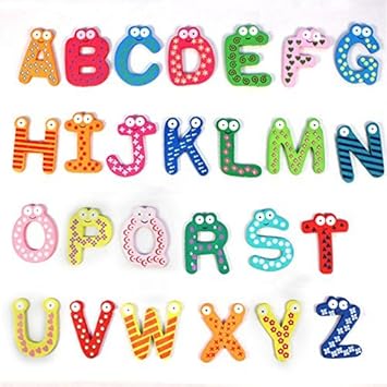 Buy My Party Suppliers Cartoon Colorful Wooden A Z Alphabet Letters Fridge Magnets Magnetic Stickers Kids Learning Funny Alphabet Online At Low Prices In India Amazon In
