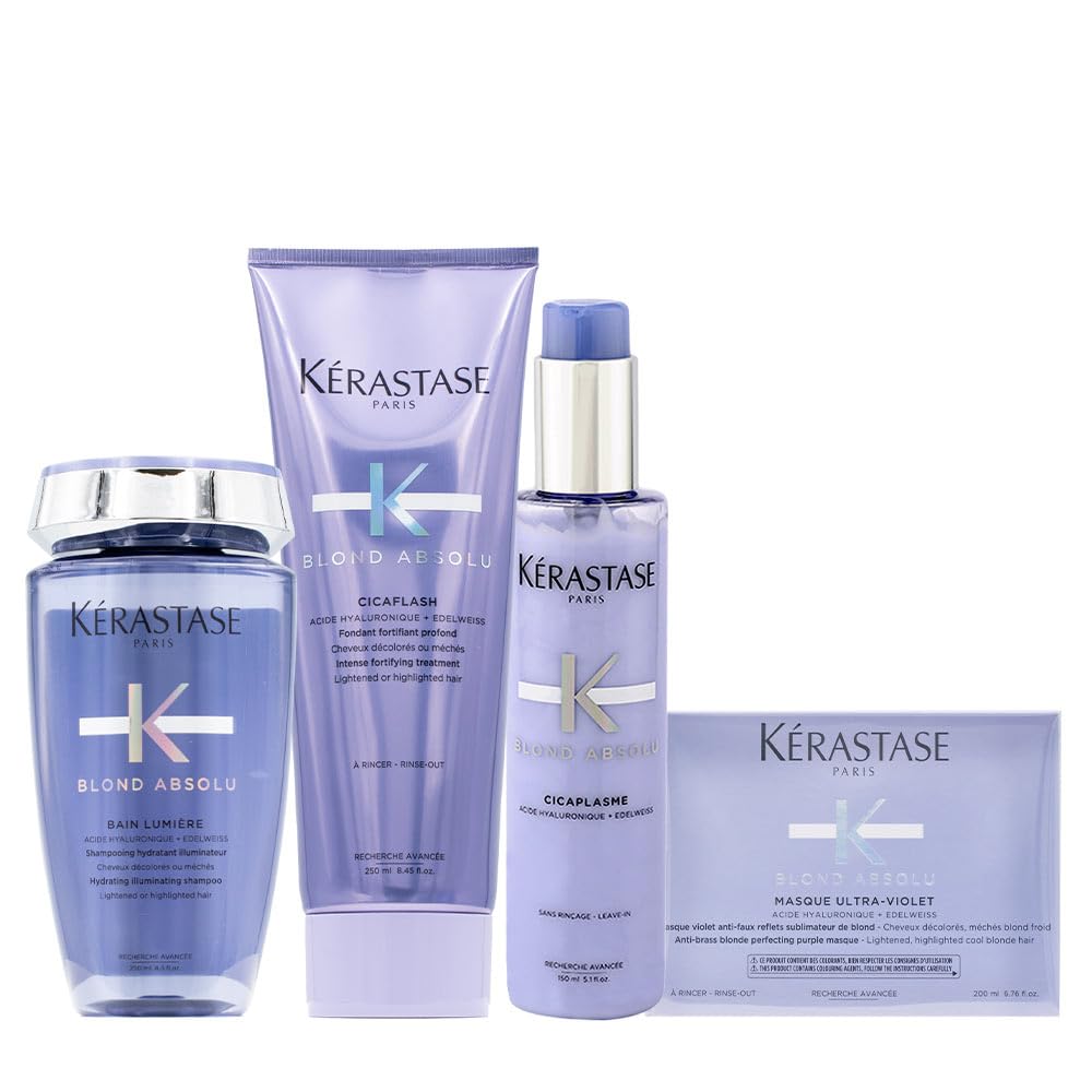 Kérastase Blond Absolu Bain Lumiere 250ml, Fluide Miracle Conditioner 250ml, Masque Ultra-Violet 20