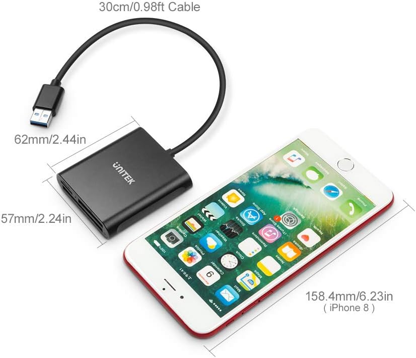 USB Card Reader, Unitek 3-Slot USB 3.0 Compact Card Reader, Read 3 Cards Simultaneously, Aluminum SD Micro SD CF Card Adapter Supports Flash Memory Card, Black: Computers & Accessories