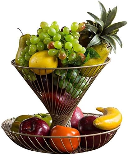 QTQHOME Canasta de Frutas Estantes de Frutas Hogar Dos Capas Canasta de