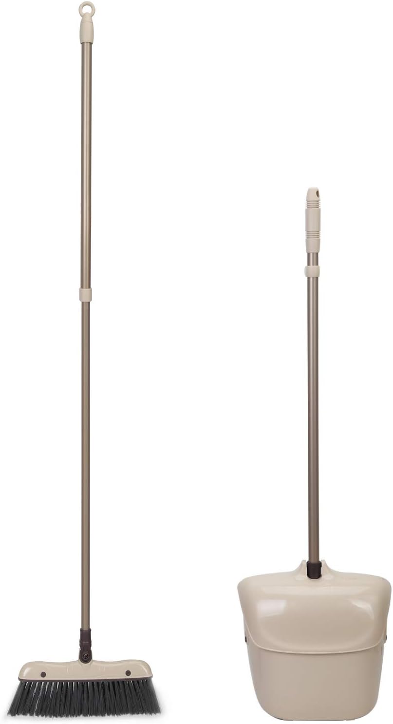eizet 51.48inch Extendable Telescopic Broom and Dustpan Combo Upright Sweep Set with Rotatable Broom Head Ideal for Lobby Hardwood Floor Office Kitchen