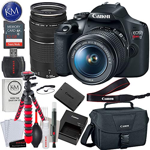 Canon EOS Rebel T7 DSLR Camera with 1855mm and 75300mm Lenses + 32GB