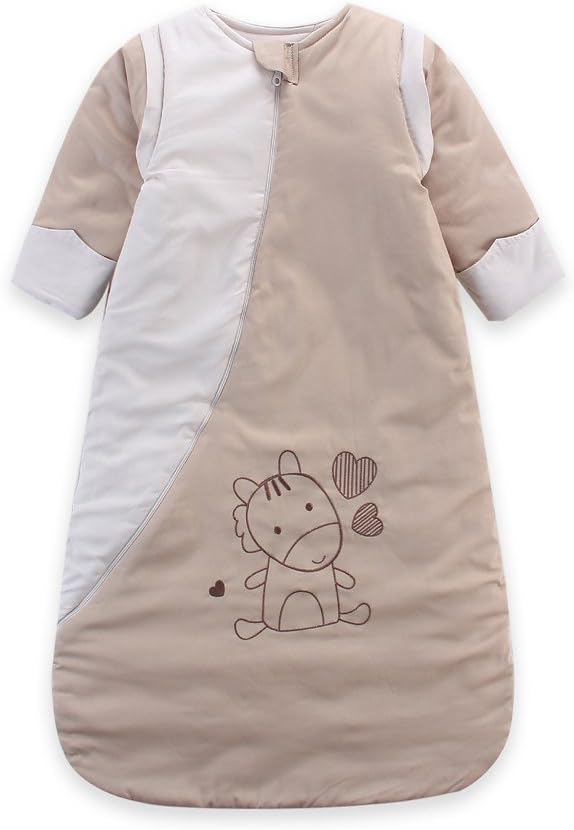 LAT Baby Winter Sleeping Bag, Warm Wearable Blanket Sleeper Sleepsack Swaddle Sleepwear 86cm Two-Way Zippers for 6-18 Months Unisex Toddler Boys Girls (Grey Horse)