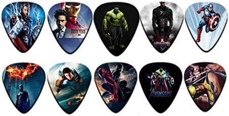 Cheerhas Marvel Comics Super Hero Set Guitar Pikcs 10 Pack 0.71MM (0.71mm+10pcs, Super Heros)
