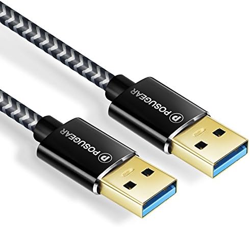 USB 3.0 cable 2m/6.6ft, POSUGEAR USB Type A to A Male to Male Nylon Braided Dual USB Cord 5Gbps Data Transfer for Hard Drive Enclosures, Printers, Modems, Cameras