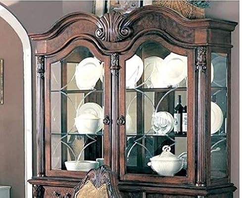 Coaster Saint Charles 2-Door Hutch, Antique Brown & Clear