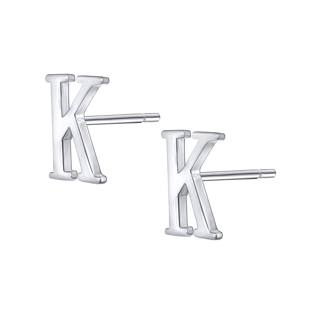 AoedeJ Fashion Initial Letter Earrings 925 Sterling Silver Small Letter Alphabet A-Z Stud Earring hypoallergenic