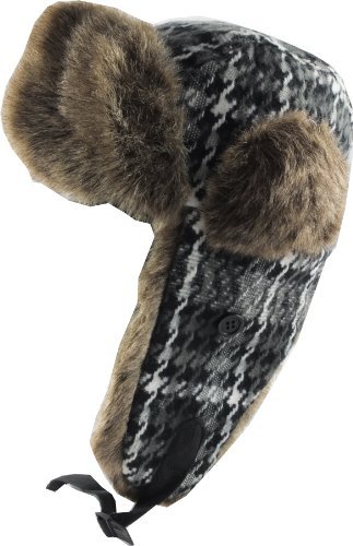 Chaos Brothers Big Girls' Classic Plaid Trapper Hat 58 Cm Black Plaid