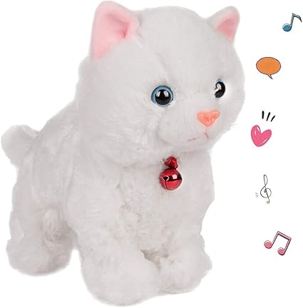 Zylfn Chat En Peluche Peluche Interactif Chat Robot Jouet Robotique Cat Barking Meow Kitten Son Controle Pet Cat Electronique Chats Jouet Anime Pour Bebes Filles Enfants Blanc Amazon Fr Cuisine Maison
