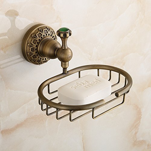 Beelee Elegant Solid Brass Material Soap Basket Soap Dish Holder Wall Mount Bath Soap Storage Basket
