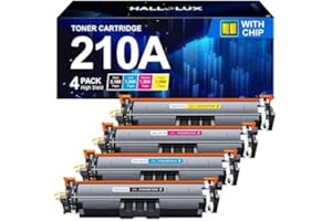 HALLOLUX 210A Toner Cartridges 4 Pack Replacement for HP 210A W2100A 210X W2100X Compatible with HP Color Pro 4201dw 4301fdn 4201dn MFP 4301fdw Series Printer Toner (with Chip) 4-Pack