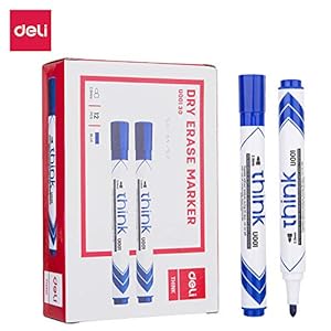 deli WU00130 Dry Erase Marker, Blue, Pack of 24